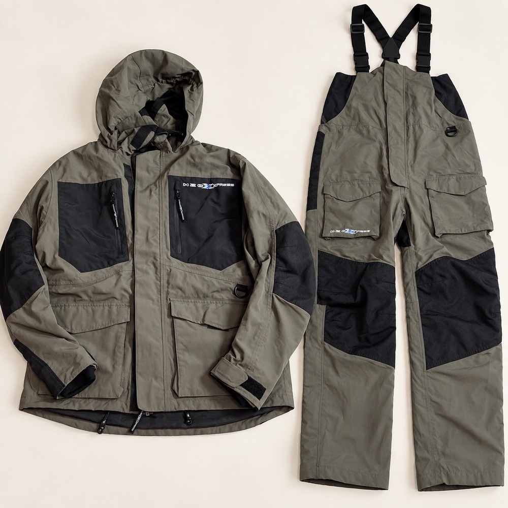 H2O Xpress Heavy-Duty Foul Weather Fishing Rain Suit Jacket and Bibs Set Large